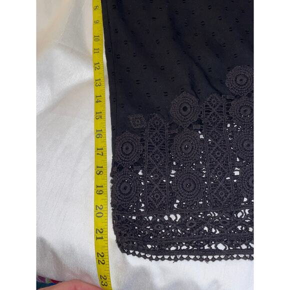 Anthropologie E by Eloise Swiss Dot Capri Pants With Crochet Lace Hem - Size‎ XS - Picture 7 of 11